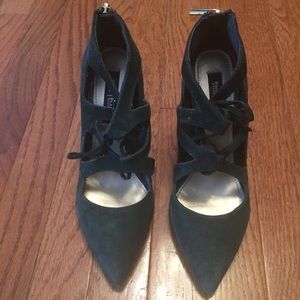 Sexy forest green suede shoes from WHBM